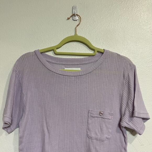 Current/Elliott Purple Ribbed Short Sleeve Tee Sz L NWOT - Picture 3 of 11